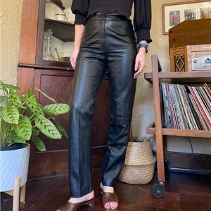 90s vintage black leather pants fitted 90s sleaze Y2K Mix It 100% genuine